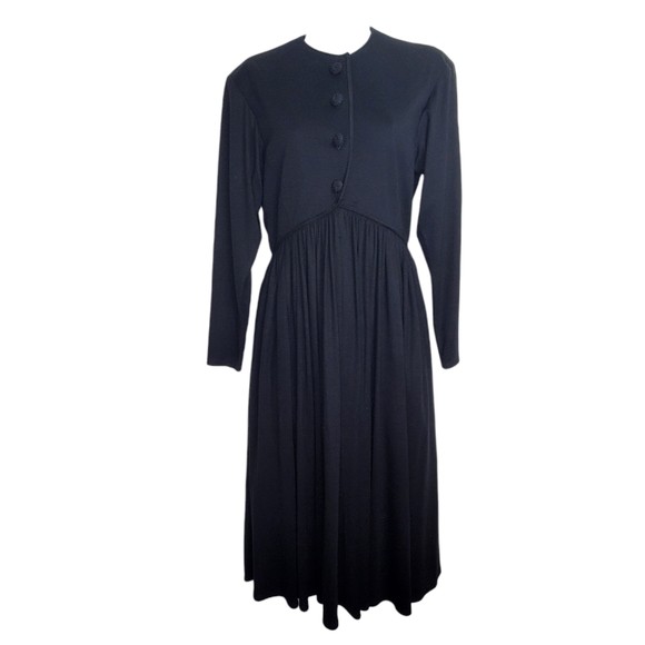 ALBERT NIPON Vintage Wool Blend Long Sleeve Fitted LBD Sz 4 Dress - Picture 1 of 11